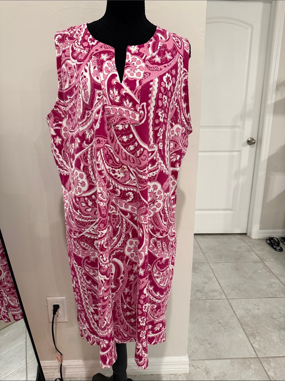Coolibar Pink and White Paisley Sleeveless Tunic